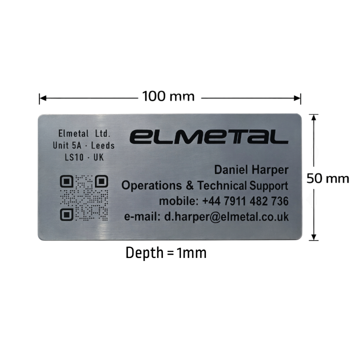 100x50mm stainless steel nameplate dimensions and specifications for industrial identification