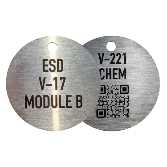 Laser engraved stainless steel ESD module identification tags with fixing hole